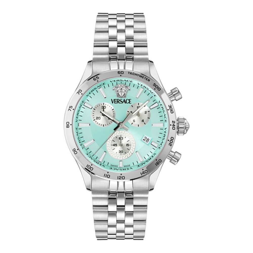 Versace Hellenyium Chrono Petite Bracelet Watch Silver Mens